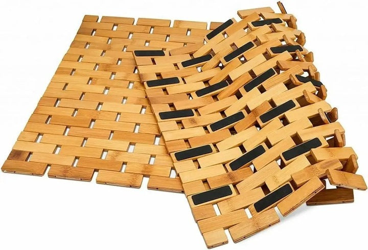 Covoras de baie din bambus, Zola, previne alunecarile, rezistent la umiditate, 60x40 cm, maro Covoras de baie din bambus, Zola, previne alunecarile, rezistent la umiditate, 60x40 cm, maro
